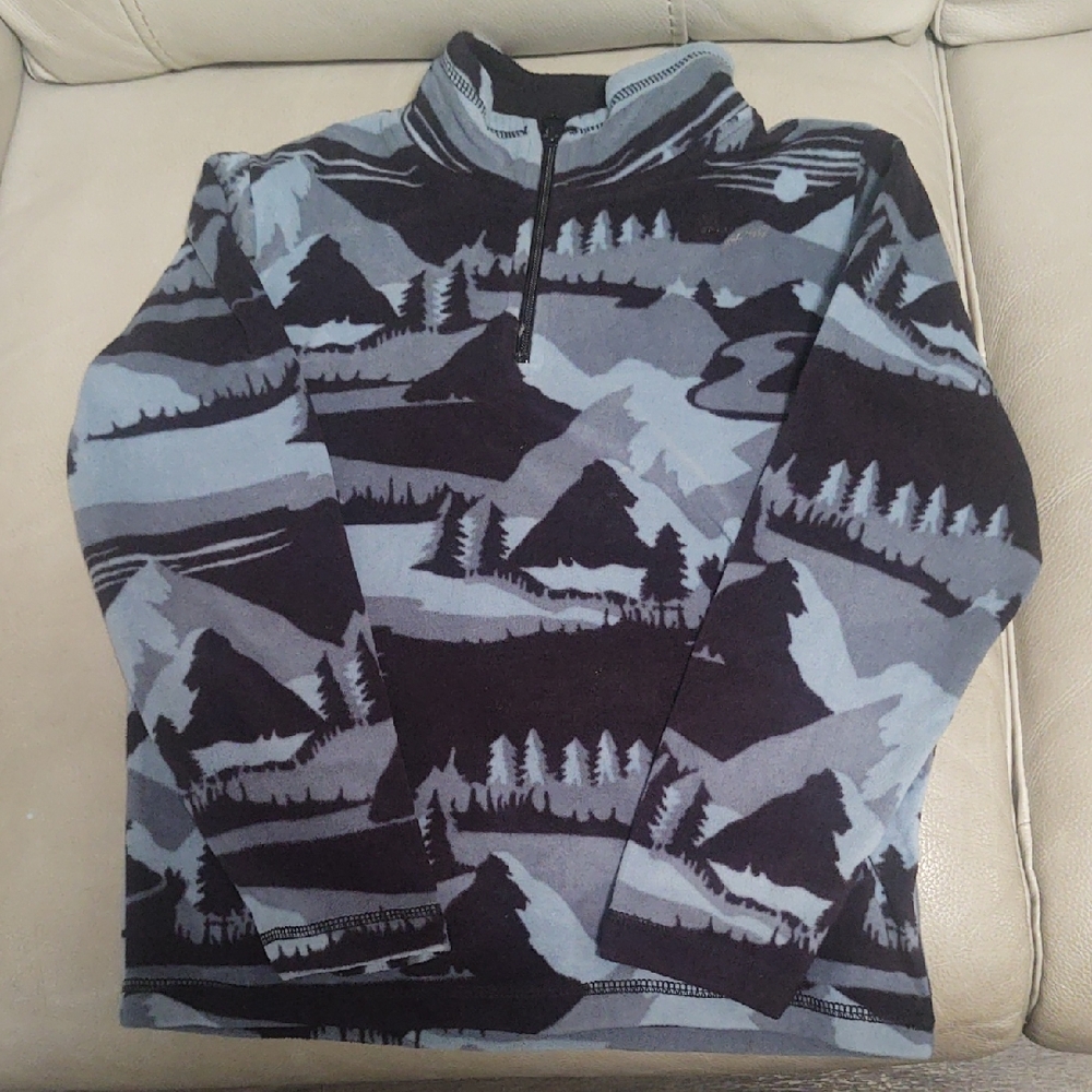 The Children's Place Boys' Blue and Black Mountain Print Half-Zip Pullover